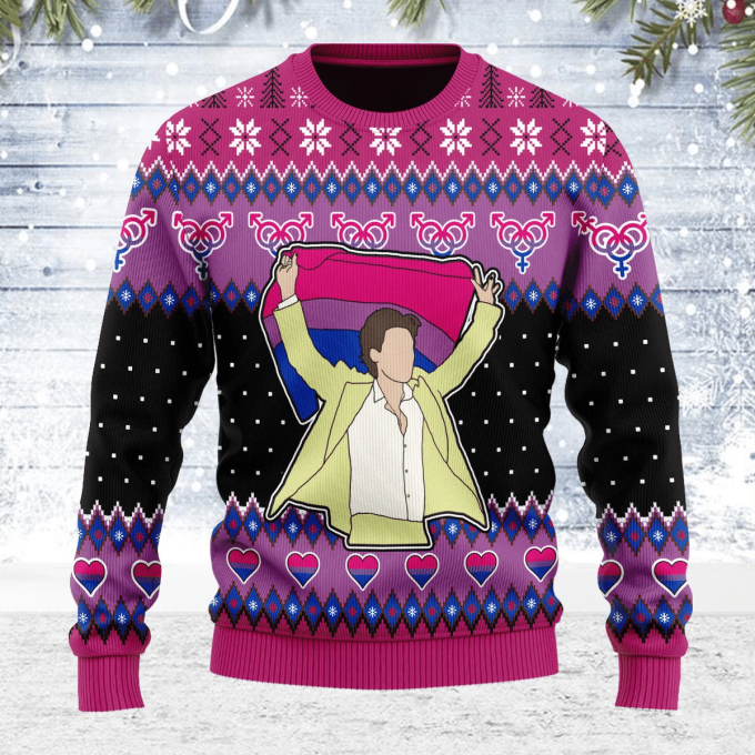 LGBT Bisexual Flag Harry Christmas Ugly Christmas Sweater, All Over Print Sweatshirt