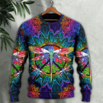 Hippie Colorful Dragonfly Mandala Peace Life – Sweater – Ugly Christmas Sweaters 3D AOP Shirt