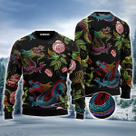 Asian Dragons Ugly Sweater, Dragons Flower Pattern Pullover Ugly Sweater For Men & Women, Perfect Gift For Dragon Lover, Friends, Family | Ugly Christmas Sweater