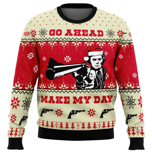 Nysekai "Go Ahead Make My Day Dirty Harry Ugly" Christmas Sweater