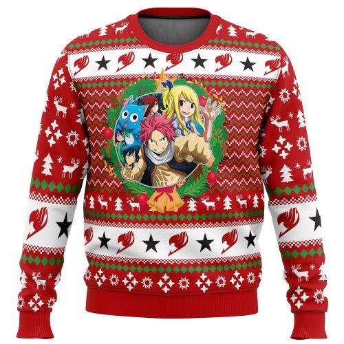 Get Festive with the Christmas Tail Fairy Tail Ugly Sweater - Perfect for the Holidays!