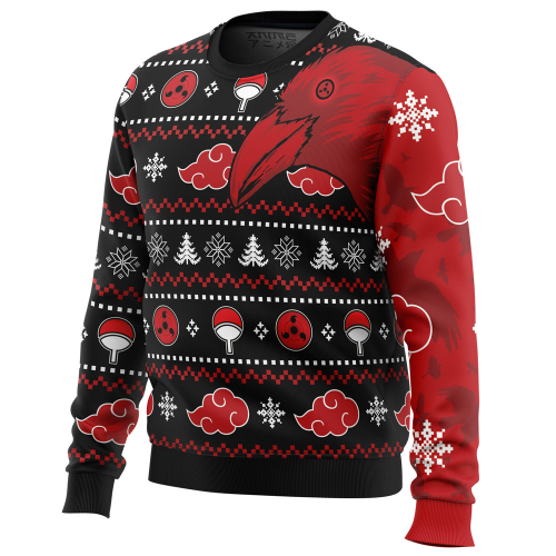 Christmas Sweater: Akatsuki Itachi Symbolic Crows – Perfect for Naruto Fans!