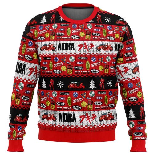Get Festive with Akira Bike Decals Ugly Christmas Sweater – Perfect Holiday Cycling Apparel!