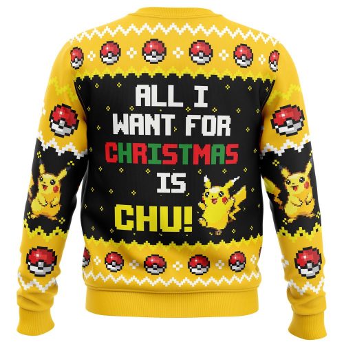 All I Want Pikachu Ugly Christmas Sweater – Festive Pokemon Apparel for the Holiday Season
