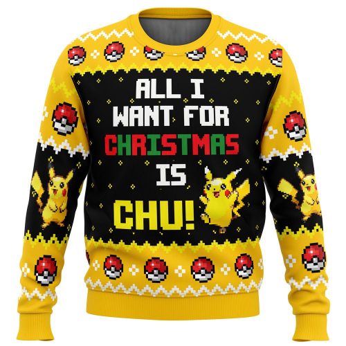 All I Want Pikachu Ugly Christmas Sweater: Festive Pokemon Apparel for the Holidays!