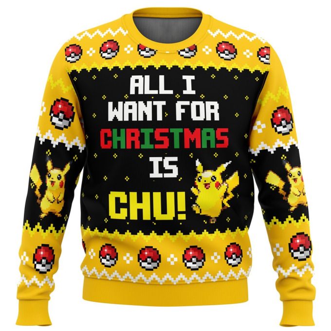All I Want Pikachu Ugly Christmas Sweater: Festive Pokemon Apparel for the Holidays!