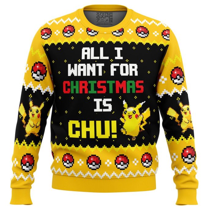 All I Want Pikachu Ugly Christmas Sweater – Festive Pokemon Apparel for the Holiday Season