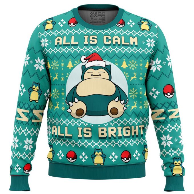 Snorlax Pokemon Ugly Christmas Sweater – All is Calm All Bright! Festive & Fun