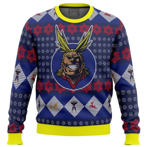 All Might My Hero Academia Ugly Christmas Sweater: Festive Print for Fans