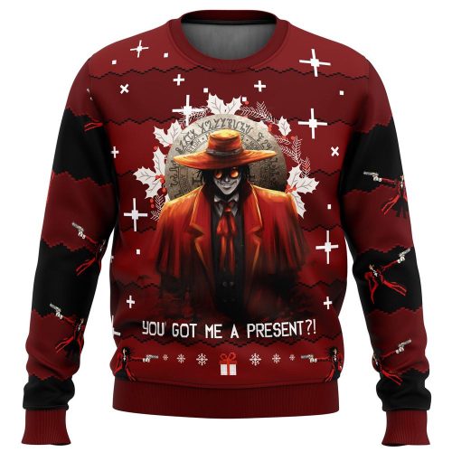 Spook up your Christmas with Alucard Hellsing Ugly Sweater: Perfect for Anime Fans!