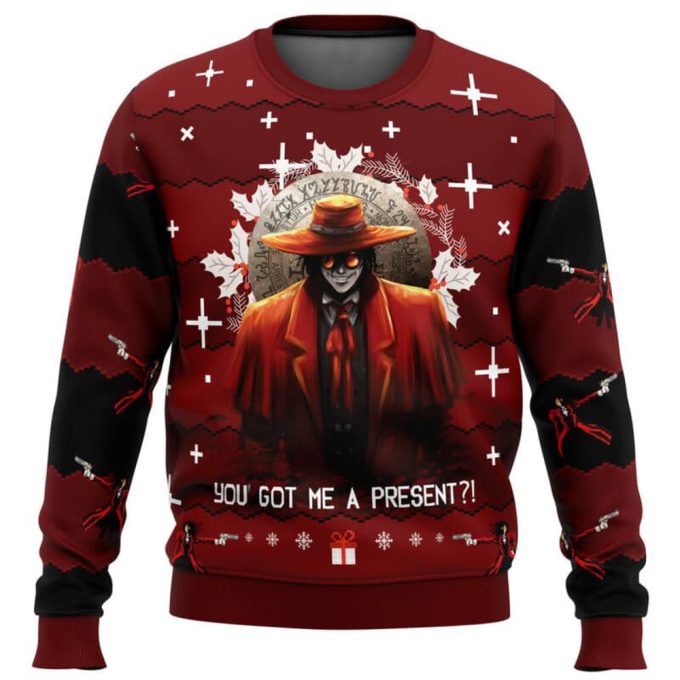 Spook up your Christmas with Alucard Hellsing Ugly Sweater: Perfect for Anime Fans!