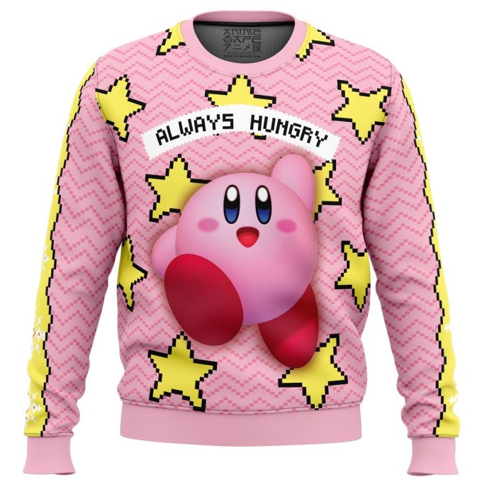 Get Festive with the Always Hungry Kirby Ugly Christmas Sweater – Limited Edition!