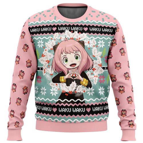Waku Waku Spy x Family Ugly Christmas Sweater – Anya Forger Design