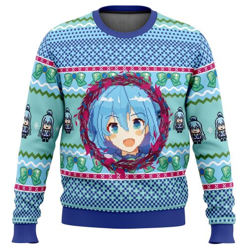 Aqua KonoSuba Ugly Christmas Sweater: Festive Anime Wear for Fans!