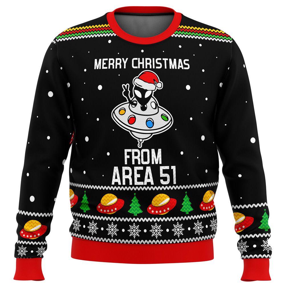 Area 51 Aliens Ugly Christmas Sweater: Extraterrestrial Festive Attire Area 51 Aliens Ugly Christmas Sweater: Extraterrestrial Festive Attire