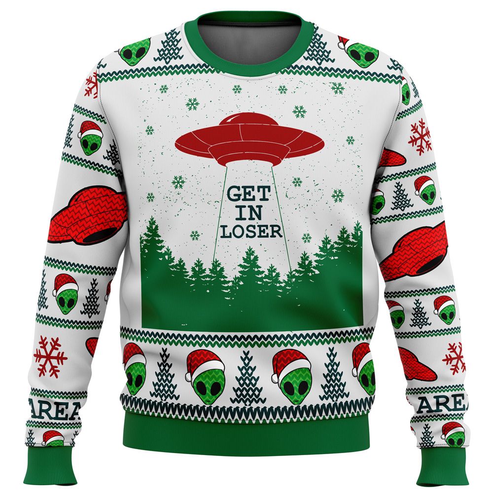 Area 51 Get in Loser Ugly Christmas Sweater – Extraterrestrial Festive Style Area 51 Get in Loser Ugly Christmas Sweater – Extraterrestrial Festive Style