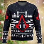 Get Festive with Assassins Creed London Bridge Ugly Sweater – Perfect for Gaming Fans!