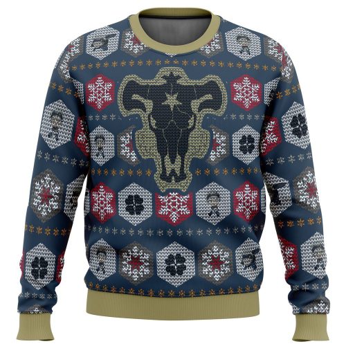 Get Festive with Asta Black Clover Ugly Christmas Sweater – Perfect Holiday Attire!
