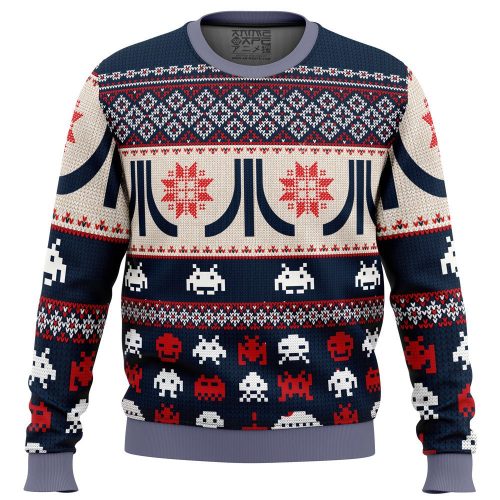 Atari Classic Ugly Christmas Sweater Print – Retro Gaming Festive Apparel