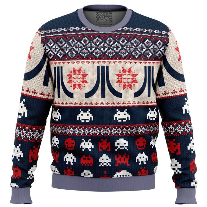 Atari Classic Ugly Christmas Sweater Print – Retro Gaming Festive Apparel