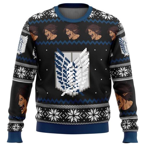 Get Festive with Attack on Titan Survey Corps Ugly Christmas Sweater - Limited Edition