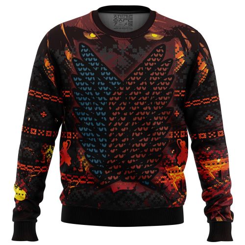 Get Festive with Attack on Titan Ugly Christmas Sweater - Limited Edition Fun Apparel