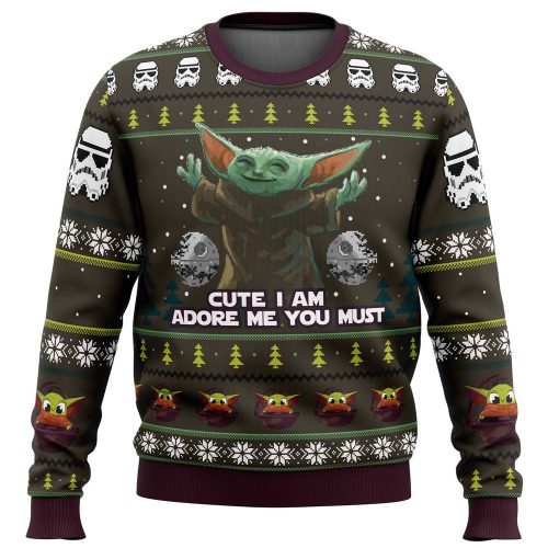 Cute Baby Yoda Mandalorian Ugly Christmas Sweater – Star Wars Festive Apparel