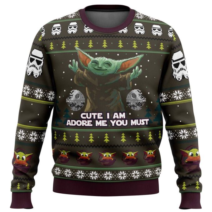 Cute Baby Yoda Mandalorian Ugly Christmas Sweater – Star Wars Festive Apparel