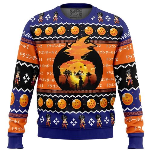 Stunning Sunset Dragon Ball Z Ugly Christmas Sweater – Perfect Holiday Attire
