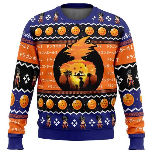 Stunning Sunset Dragon Ball Z Ugly Christmas Sweater – Perfect Holiday Attire!