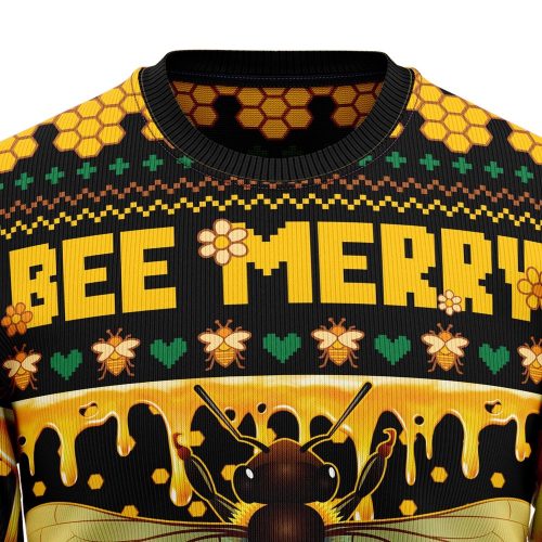 Bee Merry Christmas Unisex Crewneck Sweater – Ugly Christmas Sweater for Festive Fun!