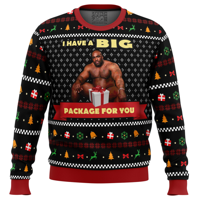 Get Festive with Big Package Barry Wood Meme Ugly Christmas Sweater – Unique Holiday Attire