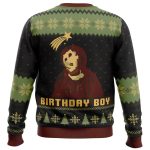 Unique Birthday Boy Ugly Christmas Sweater with Ruined Fresco of Jesus – Perfect for Celebrations!