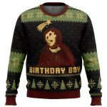 Birthday Boy Ugly Christmas Sweater: Ruined Fresco of Jesus Unique & Engaging Design