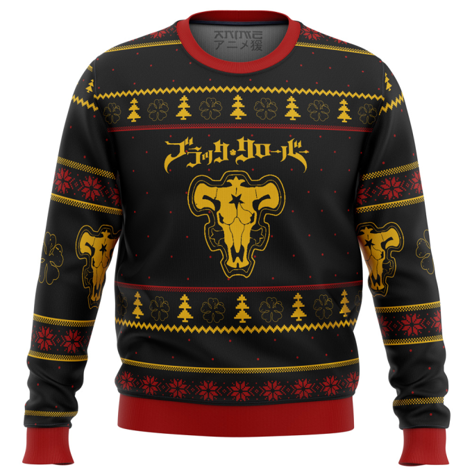 Get Festive with Black Clover Bulls Ugly Christmas Sweater – Limited Edition!