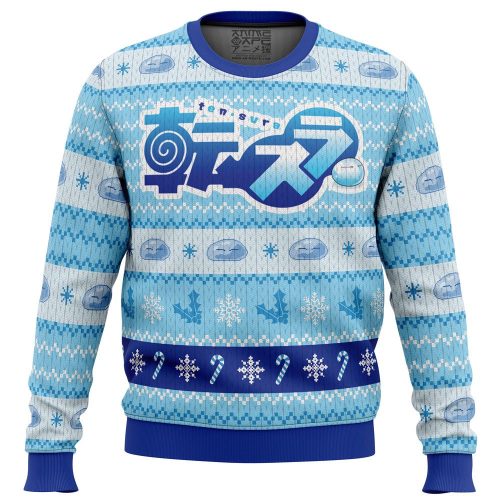 Get Festive with the Blue Christmas Slime Sweater - Perfect for Anime Fans!