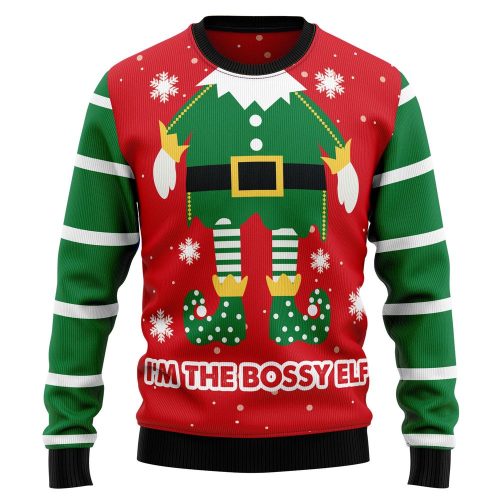 Get Festive with the Bossy Elf Unisex Crewneck Sweater – Ugly Christmas Sweater