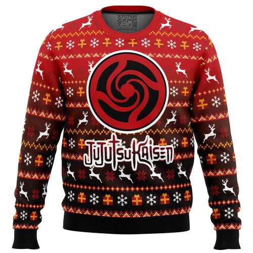 Get Festive with Jujutsu Kaisen Ugly Christmas Sweater - Bottons Symbol Design