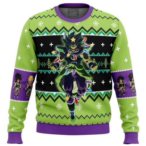 Get Festive with Broly Dragon Ball Z Ugly Christmas Sweater - Perfect for DBZ Fans!