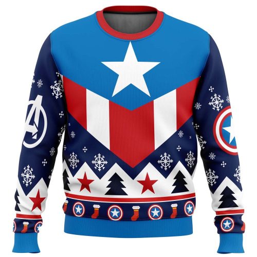 Get Festive with Captain America Ugly Christmas Sweater – Perfect Holiday Attire!