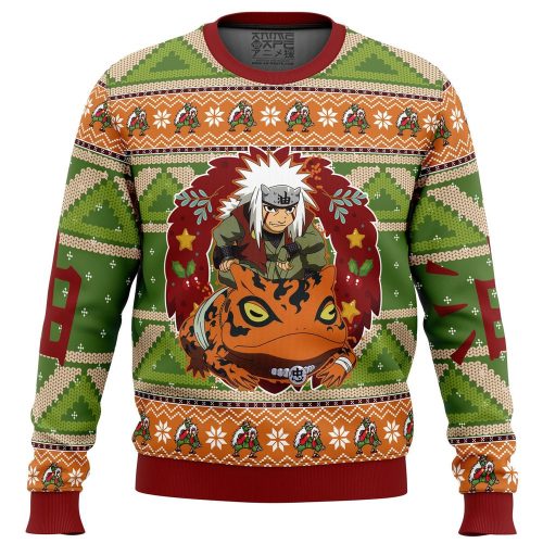 Chibi Jiraiya Naruto Ugly Christmas Sweater: Festive Anime-Inspired Design