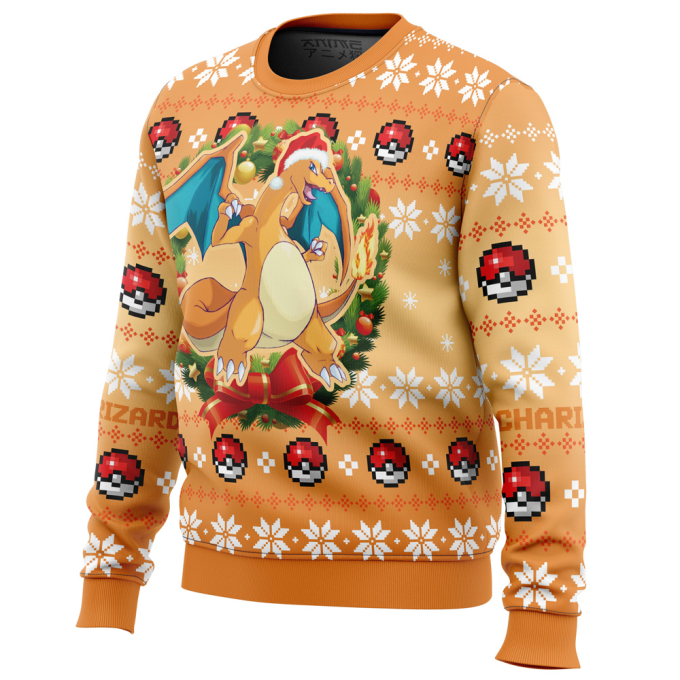 Get Festive with the Christmas Charizard Pokemon Ugly Sweater!