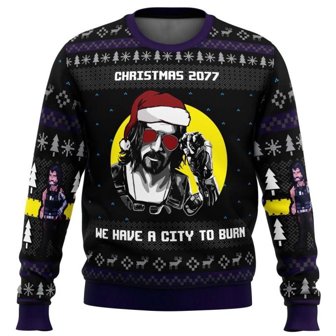 Get Festive with Cyberpunk 2077 Ugly Christmas Sweater – Exclusive Holiday Gear!