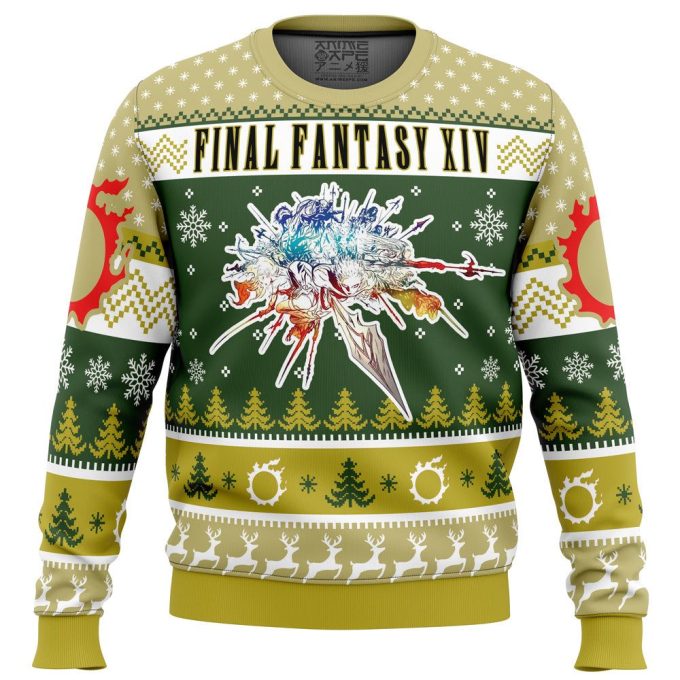Get Festive with Christmas Fantasy Final Fantasy XIV Ugly Sweater – Perfect for Gamers!