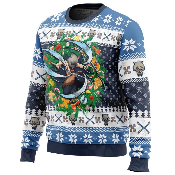 Get Festive with the Christmas Hashibira Inosuke Ugly Sweater – Perfect for Demon Slayer Fans!