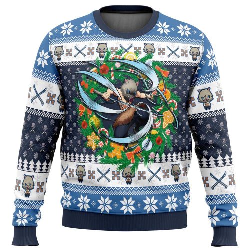 Get Festive with Christmas Hashibira Inosuke Demon Slayer Ugly Sweater