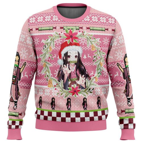 Get Festive with Nezuko Kamado Ugly Christmas Sweater – Perfect for Demon Slayer Fans!