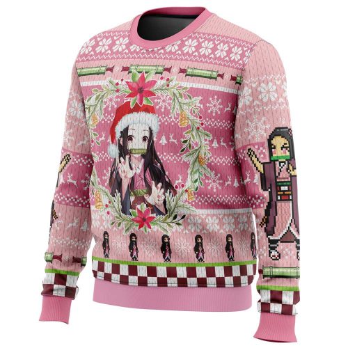 Get Festive with Nezuko Kamado Ugly Christmas Sweater – Perfect for Demon Slayer Fans!