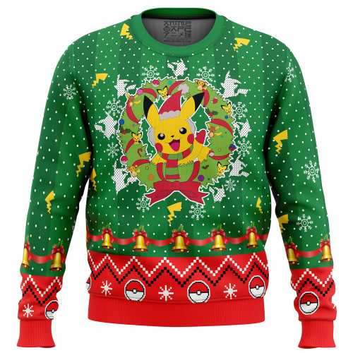 Get Festive with Christmas Pikachu Ugly Sweater - Perfect for Pokemon Fans!