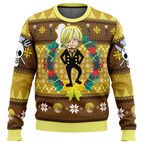 Get Festive with Sanji: Christmas One Piece Ugly Sweater - Limited Edition